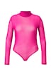 Body, Mesh, Slim Fit, Stehkragen, Langarm