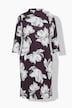 Punto-Kleid, Blüten, Stehkragen, 3/4-Arm, Taschen