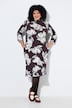 Punto-Kleid, Blüten, Stehkragen, 3/4-Arm, Taschen