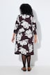 Punto-Kleid, Blüten, Stehkragen, 3/4-Arm, Taschen