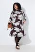 Punto-Kleid, Blüten, Stehkragen, 3/4-Arm, Taschen