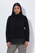 Pull avec large bordure en dentelle, col roulé en maille côtelée et manches longues