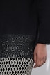 Pull avec large bordure en dentelle, col roulé en maille côtelée et manches longues