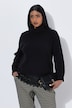 Pull avec large bordure en dentelle, col roulé en maille côtelée et manches longues