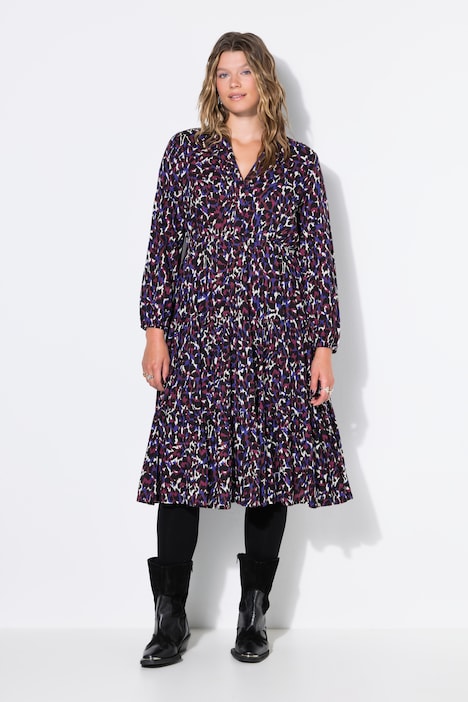 Maxikleid, Color-Leo, Volants, Langarm