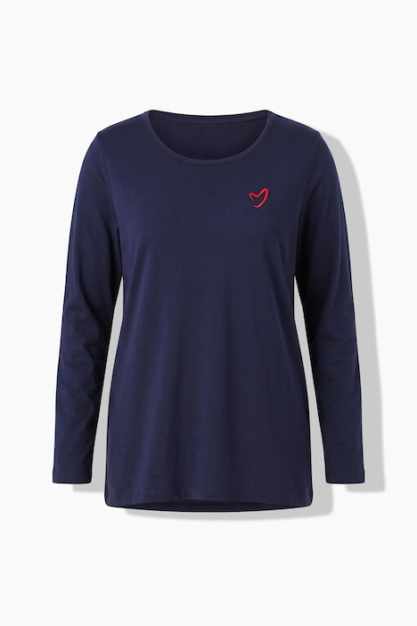 Longsleeve, A-Linie, Herz-Stickerei