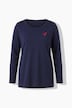 Longsleeve, A-Linie, Herz-Stickerei