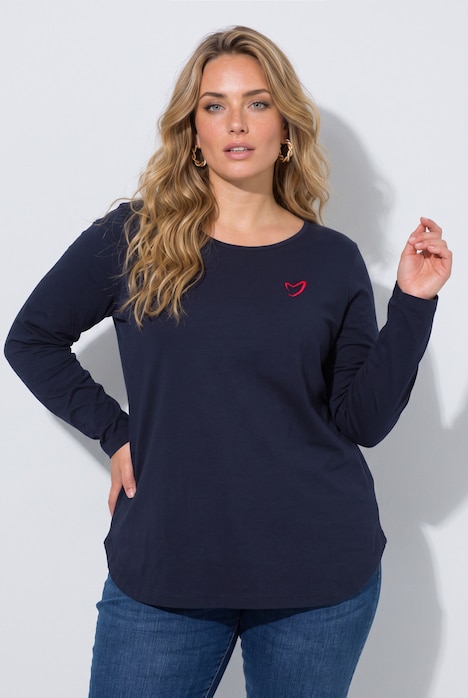 Longsleeve, A-Linie, Herz-Stickerei