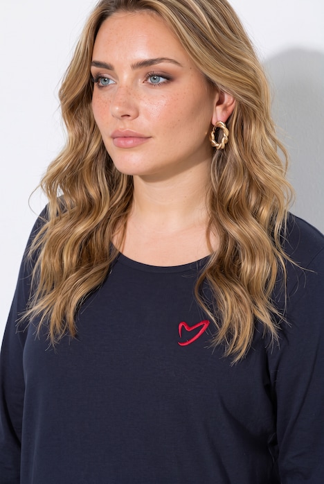 Longsleeve, A-Linie, Herz-Stickerei