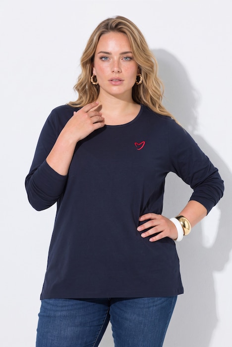 Longsleeve, A-Linie, Herz-Stickerei