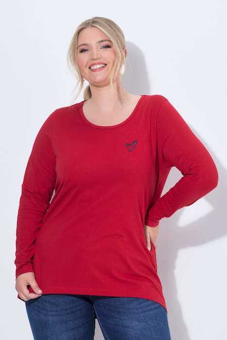 Longsleeve, A-Linie, Herz-Stickerei