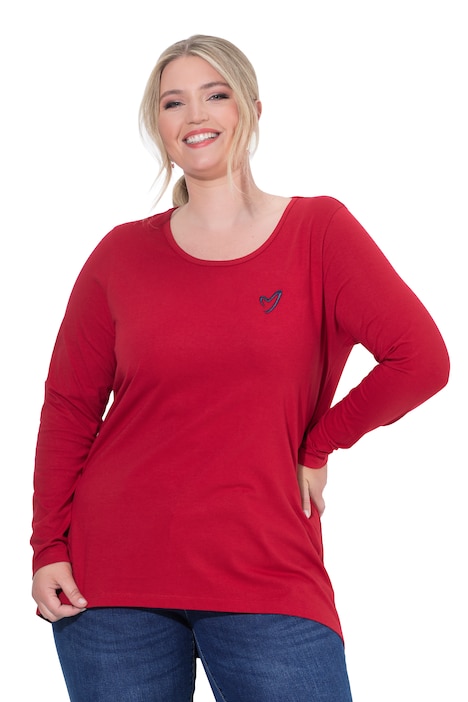 Longsleeve, A-Linie, Herz-Stickerei