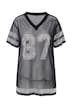 Trikot, Shirt, Mesh oversized, Glitzersteinchen, Halbarm