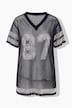 Trikot, Shirt, Mesh oversized, Glitzersteinchen, Halbarm