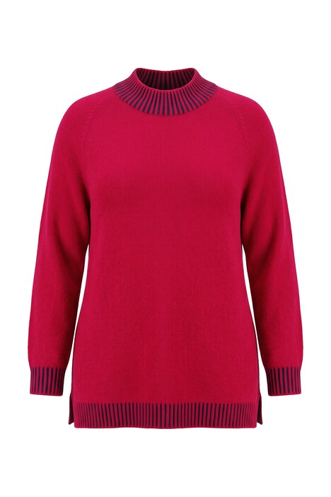 Pullover, Straight Fit, Stehkragen und Bündchen mit Streifen