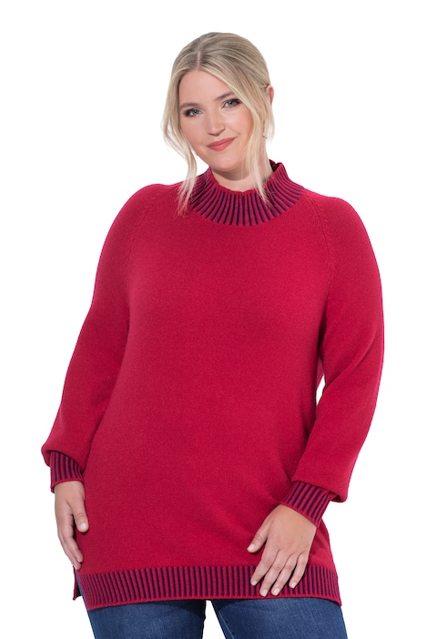 Pullover, Straight Fit, Stehkragen und Bündchen mit Streifen