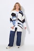 Lang gebreid vest, losse pasvorm, open model, jacquardpatroon