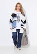 Lang gebreid vest, losse pasvorm, open model, jacquardpatroon