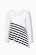 Longsleeve, A-Linie, Streifen-Zipfelsaum