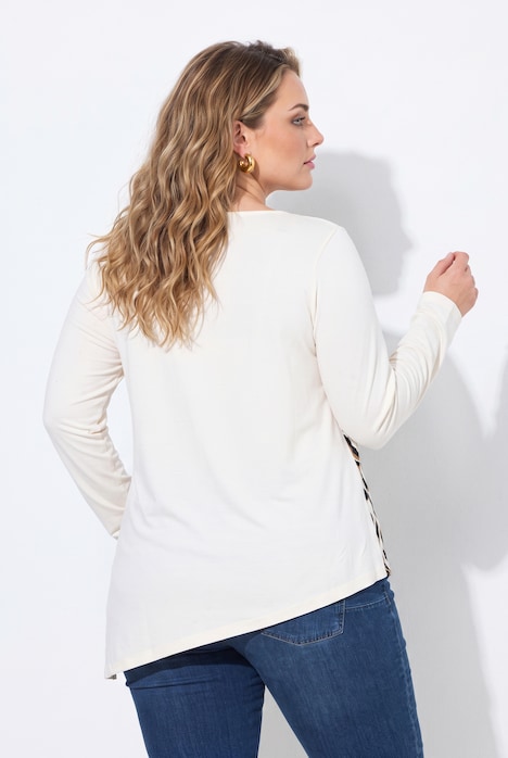 Longsleeve, A-Linie, Streifen-Zipfelsaum