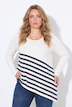 Longsleeve, A-Linie, Streifen-Zipfelsaum