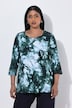 T-shirt en coton Pima, décolleté cœur et manches 3/4, coupe évasée