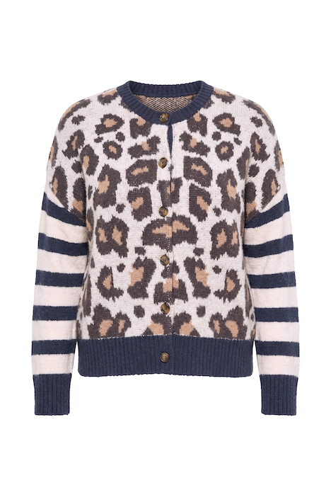Striped Leopard Print  Cardigan