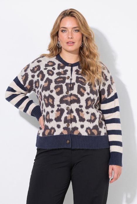 Strickjacke, Loose Fit, Leo/Ringel, Langarm