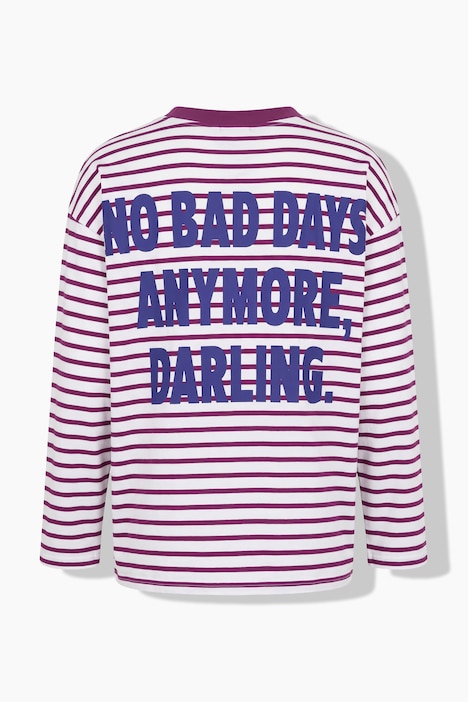 Longsleeve, oversized, Ringeljersey, Rücken-Statement