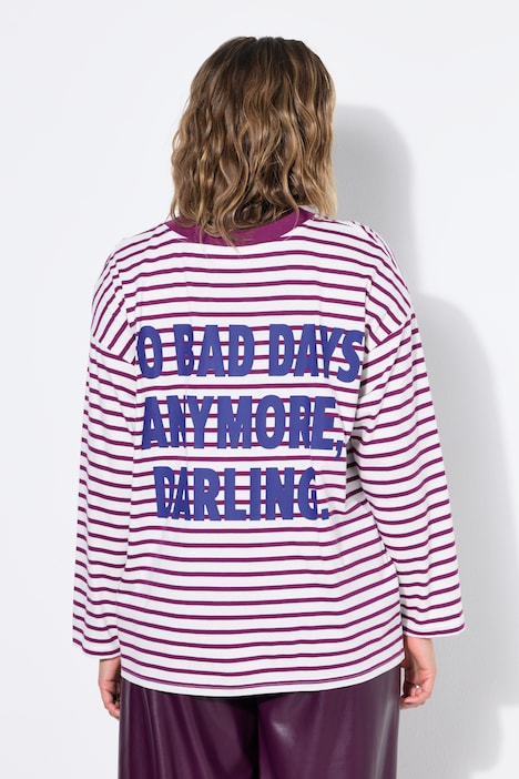 Longsleeve, oversized, Ringeljersey, Rücken-Statement