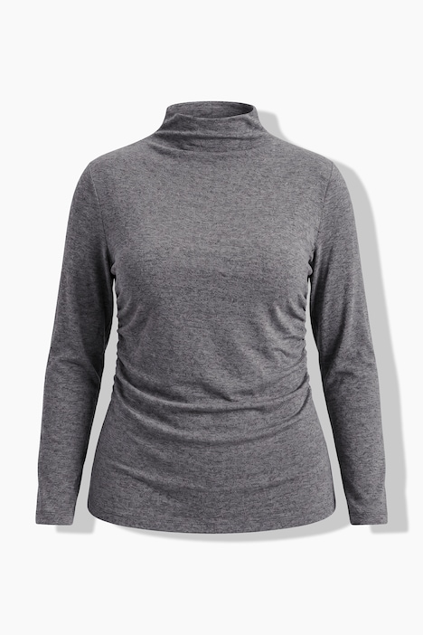 Shirt, drapiert, Slim, Stehkragen, Langarm