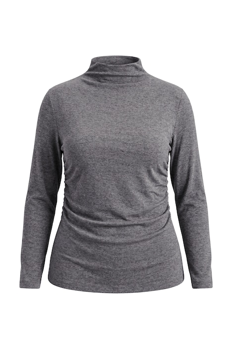 Shirt, drapiert, Slim, Stehkragen, Langarm