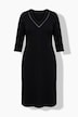 Punto-Kleid, Ziersteinborte, V-Ausschnitt, 3/4-Arm