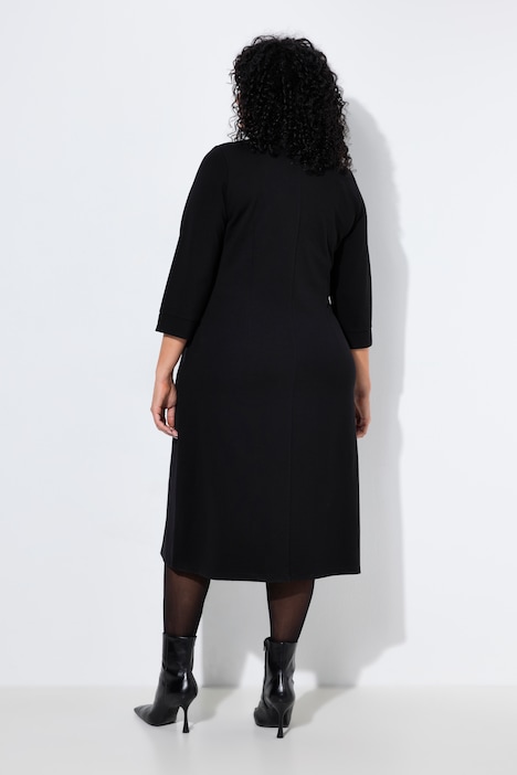 Punto-Kleid, Ziersteinborte, V-Ausschnitt, 3/4-Arm