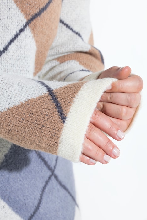 Strickjacke, Straight Fit, Argyle-Rhomben