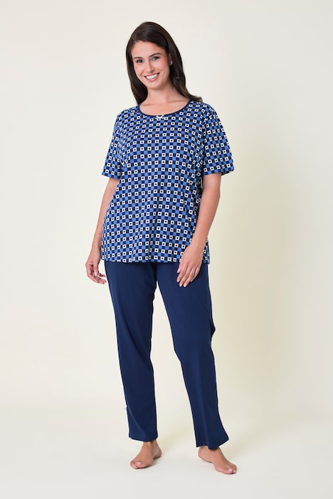 Pyjama, Zweiteiler, Biobaumwolle, Herz-Karomuster