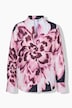 Satijnen blouse, bloemen, A-lijn, gobletkraag, 3/4-mouwen
