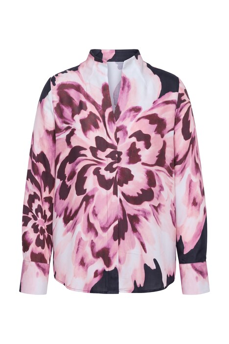 Groovy Floral Satin Goblet Collar Button Down Blouse