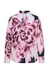 Groovy Floral Satin Goblet Collar Button Down Blouse