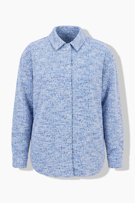 Overhemdblouse, oversized, bouclé, lange mouwen