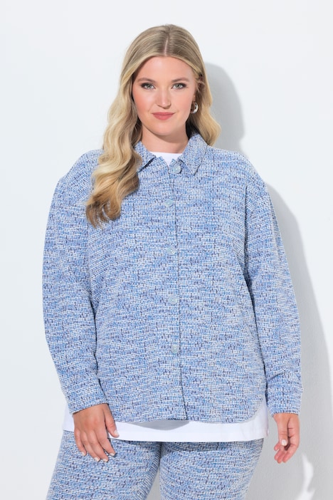 Overhemdblouse, oversized, bouclé, lange mouwen
