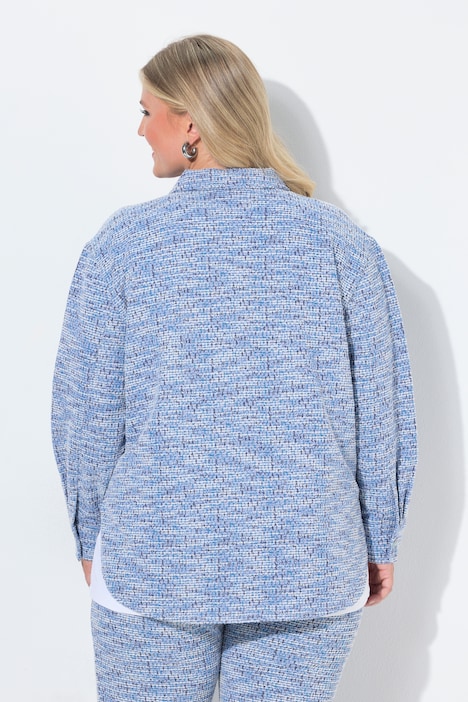 Overhemdblouse, oversized, bouclé, lange mouwen
