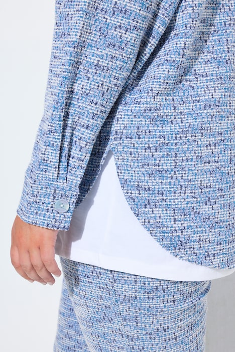 Overhemdblouse, oversized, bouclé, lange mouwen