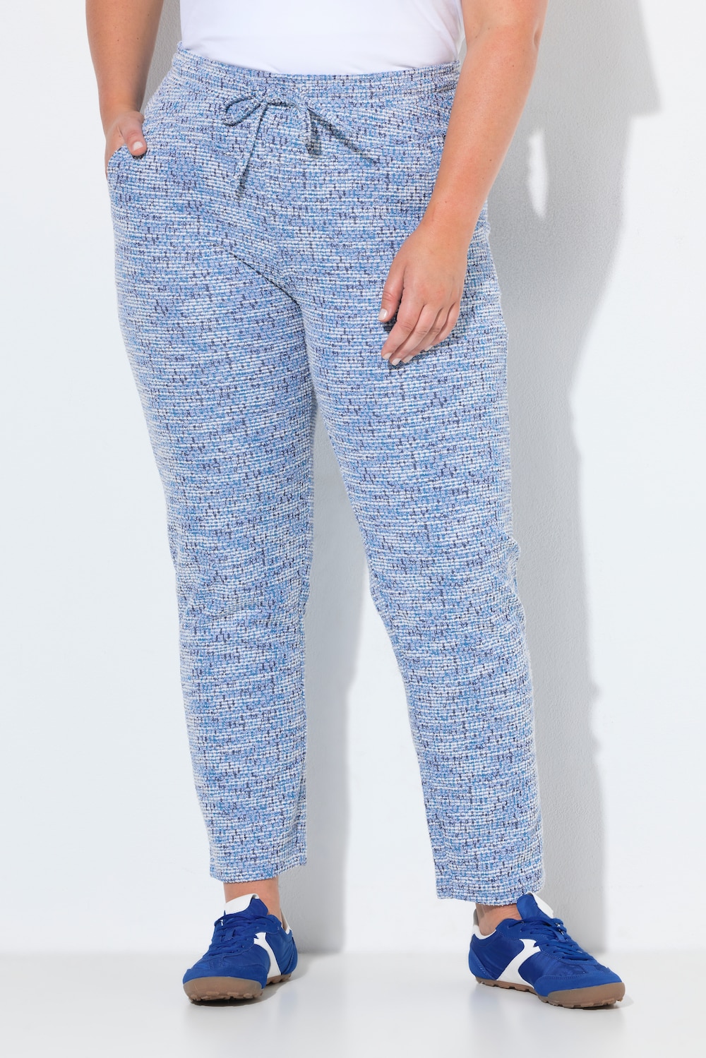 Hose, gerades Bein, Bouclé, Elastikbund