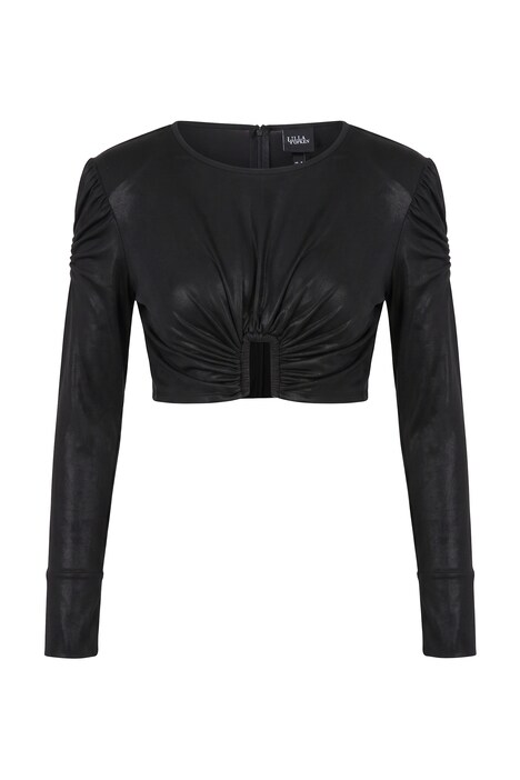 Langarmshirt, Slim Fit, drapierte Vorderseite, Langarm
