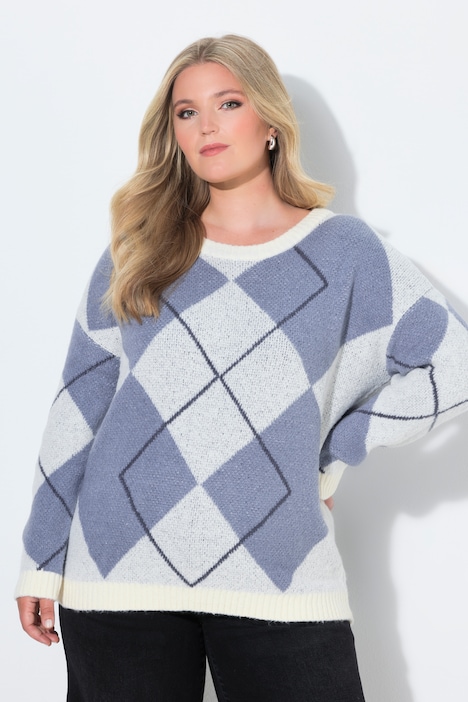 Pullover, Loose Fit, Argyle-Rhombenmuster, Langarm