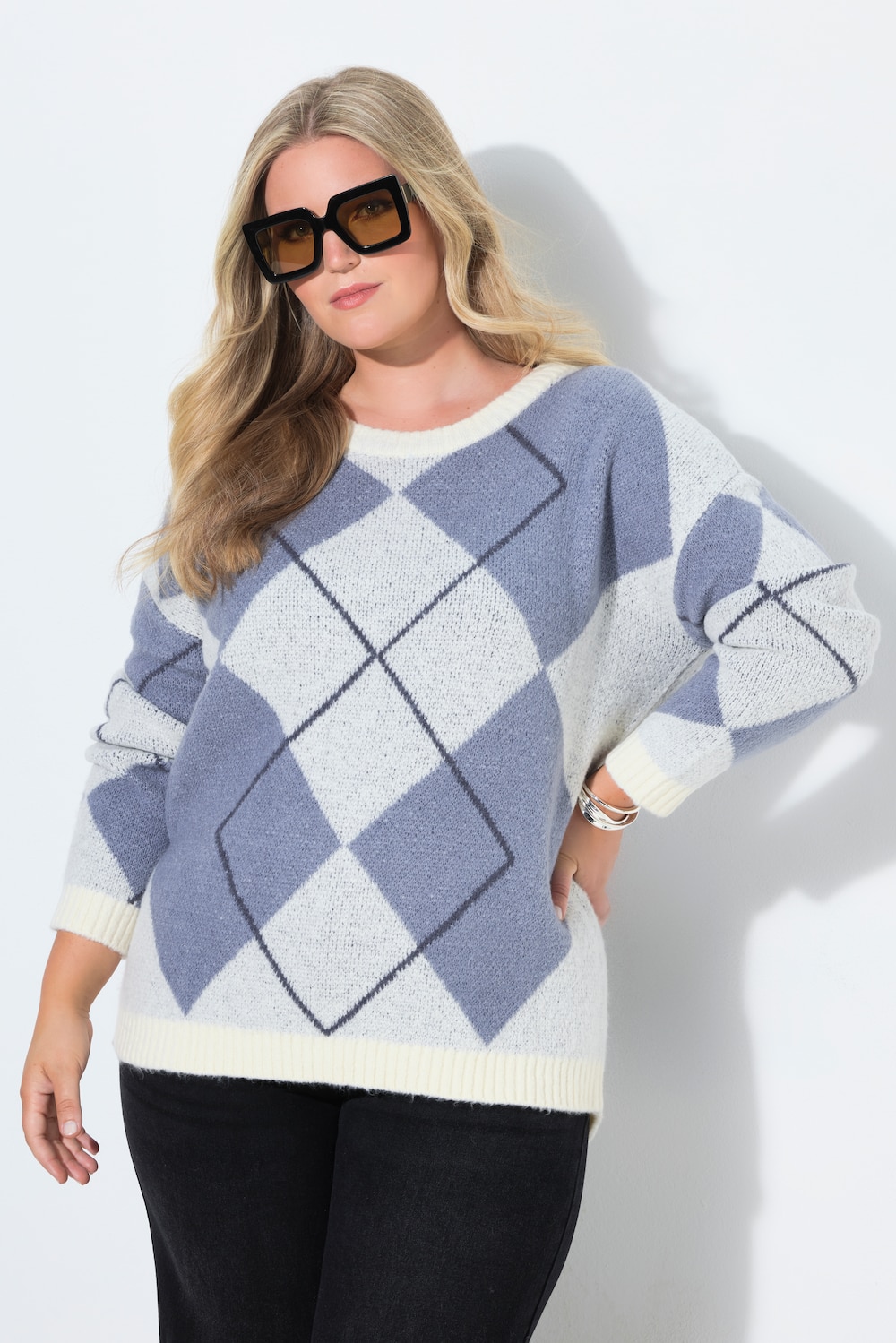 Pullover, Loose Fit, Argyle-Rhombenmuster, Langarm