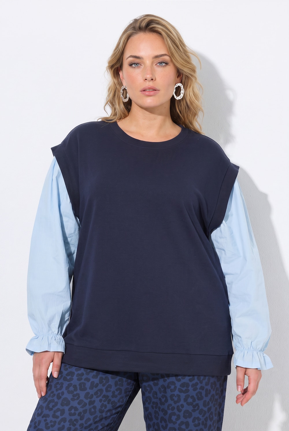 Sweatshirt, Boxy Fit, Blusenärmel aus Web