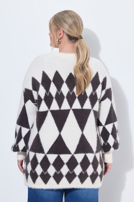 Strickjacke, Loose Fit, Rhombenmuster
