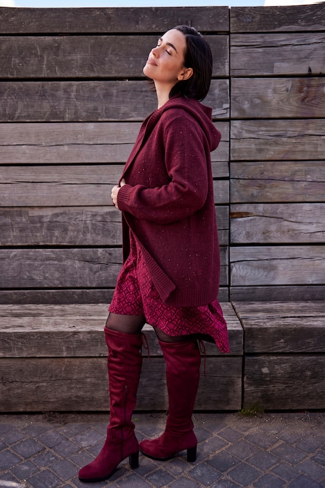 Robe avec imprimé, coupe évasée, décolleté en V et manches 3/4